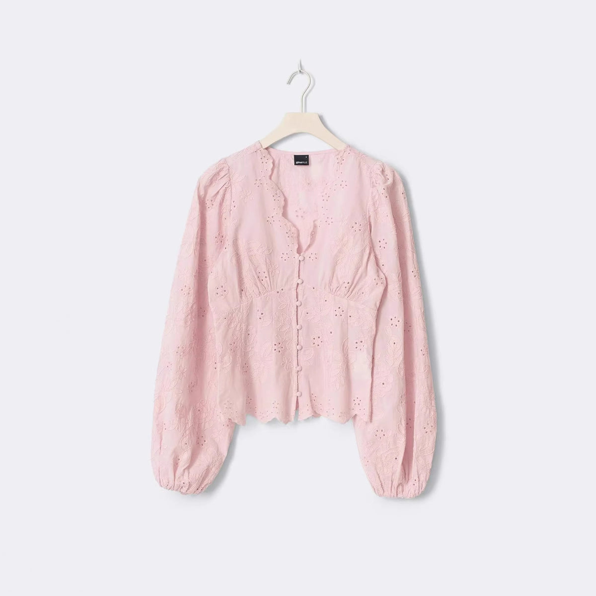Lace-Trimmed Casual Solid-Color Shirt